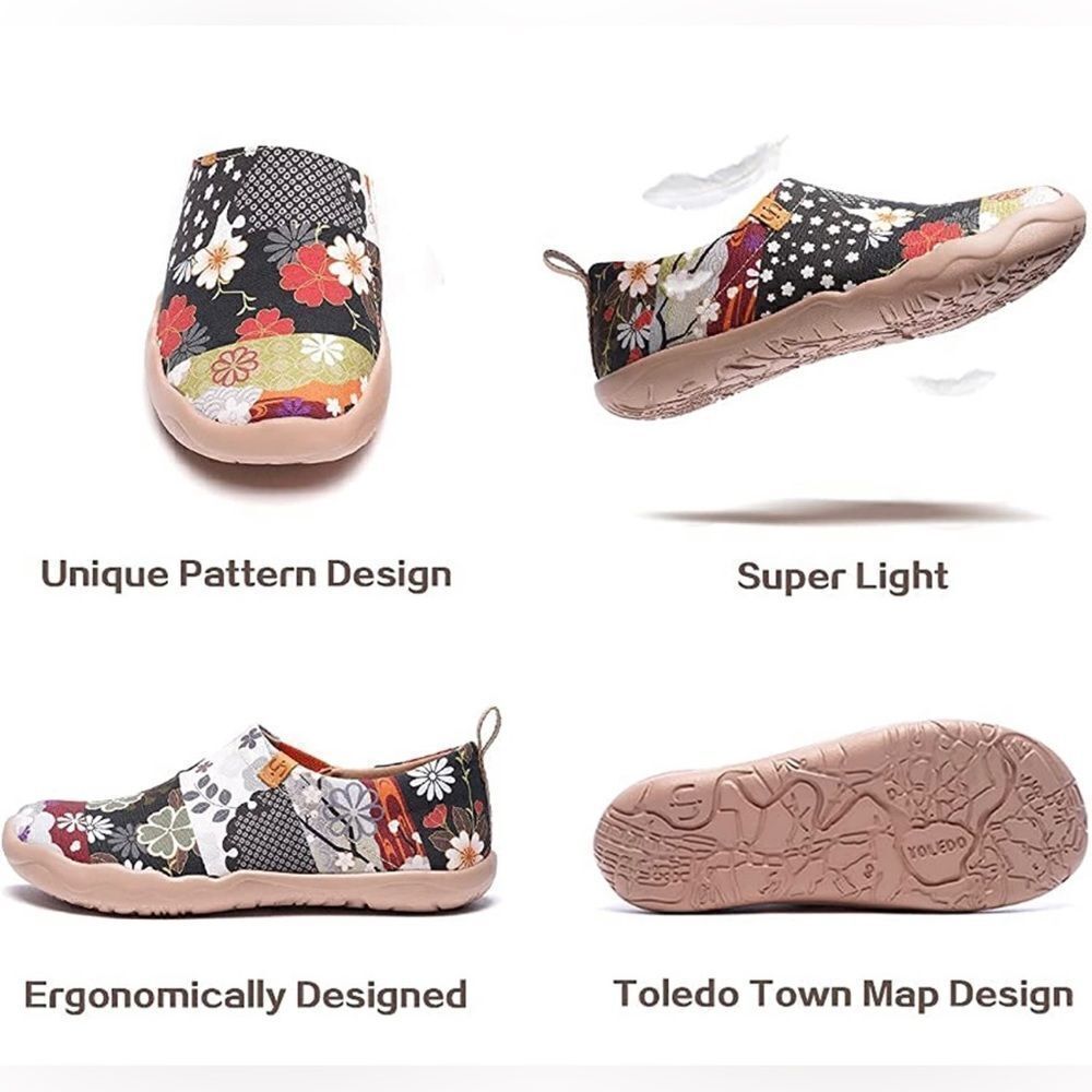 UIN Floral Art Sneaker Painted Canvas Slip-On Ladies Travel Shoes (Hana) - Picture 4 of 7